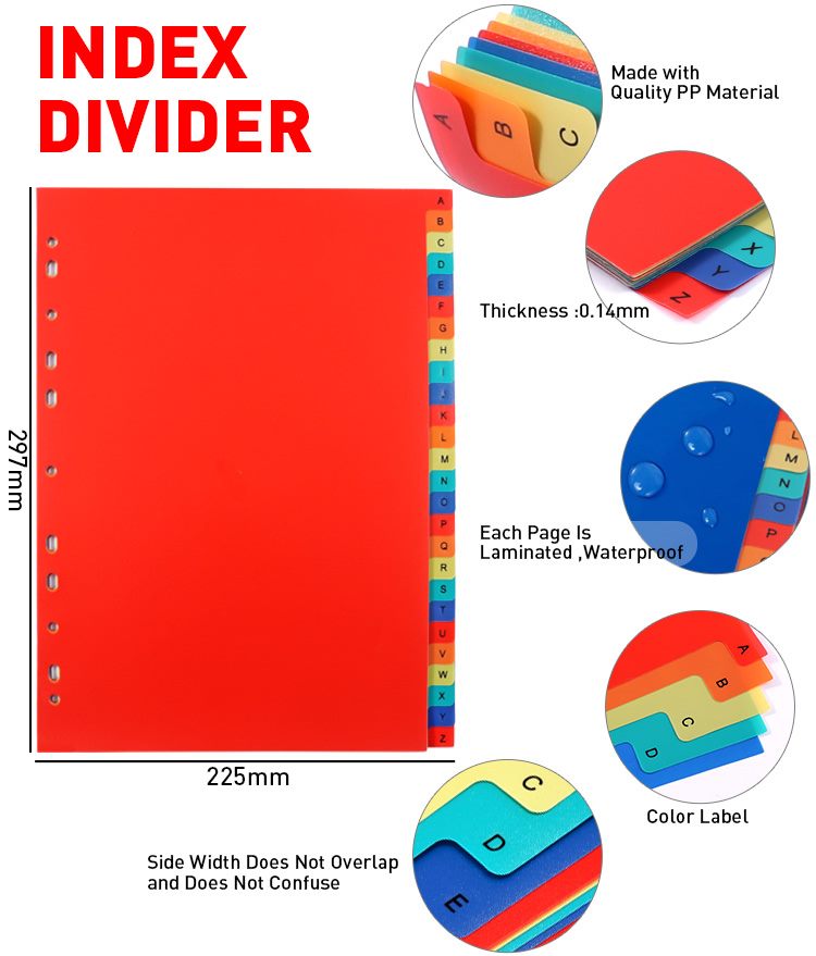 A4 Waterproof PP Index divider