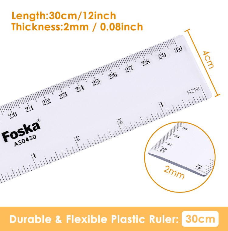 30 CM 1.6 mm Plastic Ruler