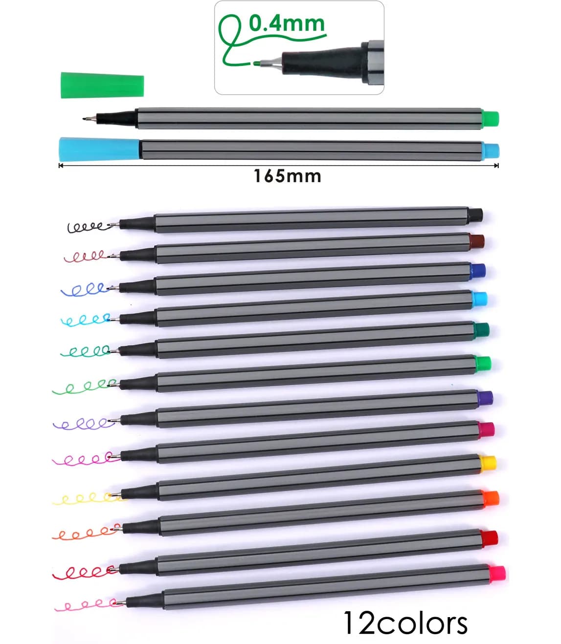 12 colors fineliner pen