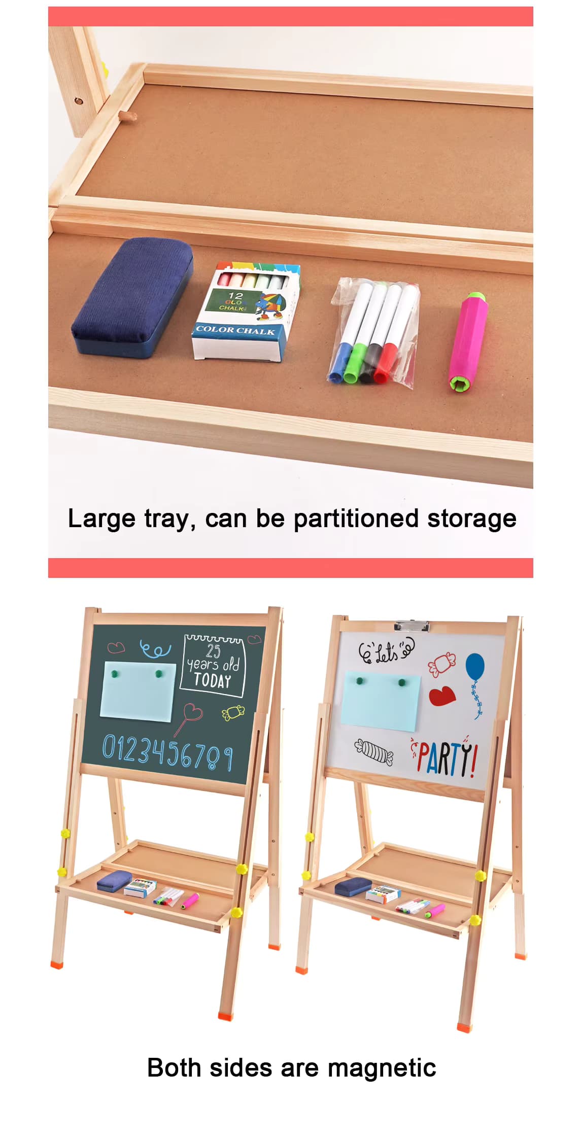 Magnetic Kids Wood Drawing Board