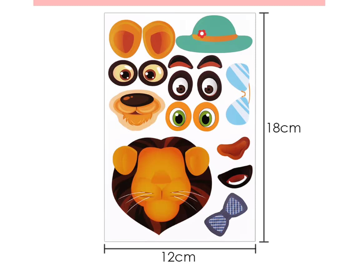  Animal Face Sticker Sheets for Kids