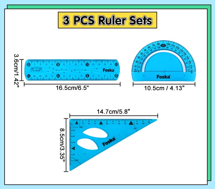 3 PCS Flexible Combo Ruler Set