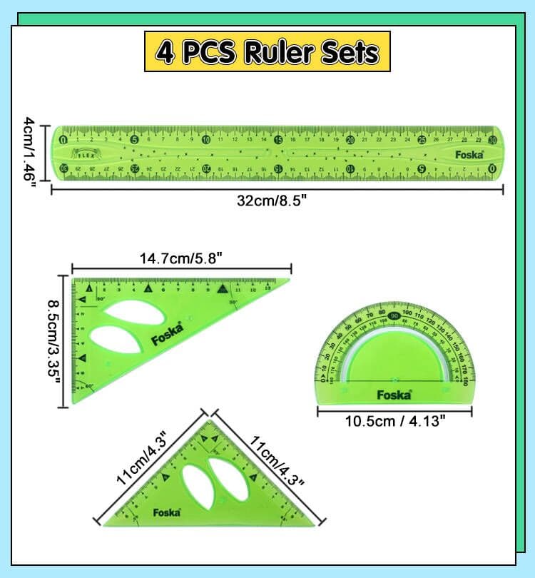 4 PCS Flexible Combo Ruler Set