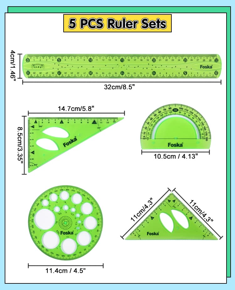 5 PCS Flexible Combo Ruler Set